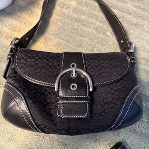 Black Designer Shoulder Bag Coach 1990s